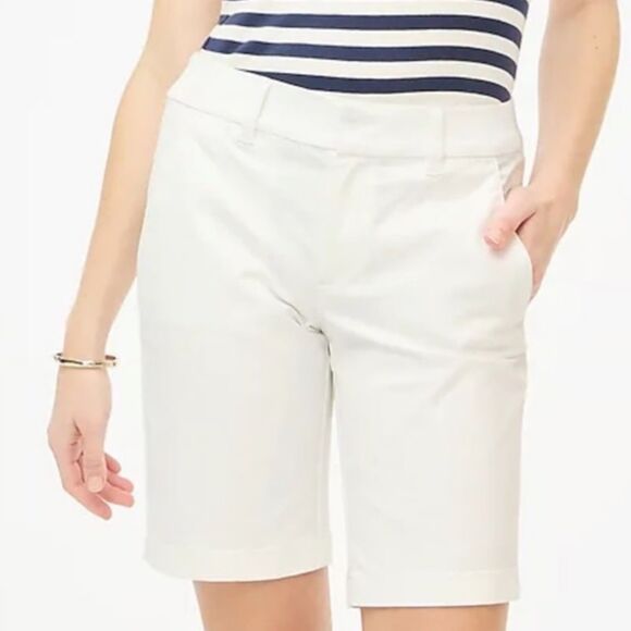 J.CREW 9” Frankie Bermuda Chino Short 6 White Slant Pockets Mid-Rise NWT B12 - Picture 1 of 6